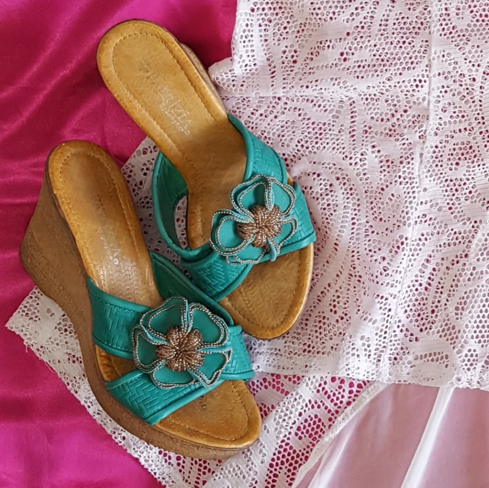 Patrizia by Spring Step Flower Embellished Wedges